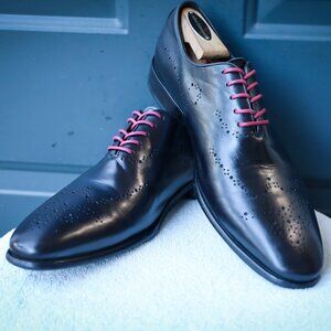 Carrucci 8.5 Black and Blue Wholecut Oxford Mens Dress Shoes